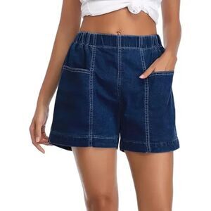 Fuinloth Women's Faux Denim Shorts, L, 3F-128B001